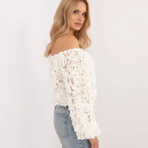 JEANS Pitkähihaiset Paidat>Italy Fashion 3D applikoitu paita l.valkoinen
