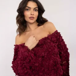 JEANS Pitkähihaiset Paidat></noscript>Italy Fashion 3D applikoitu paita burgundi