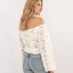 JEANS Pitkähihaiset Paidat></noscript>Italy Fashion 3D applikoitu paita l.valkoinen