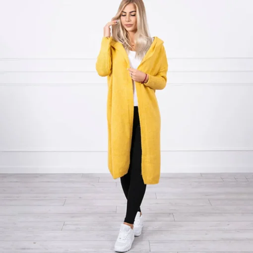 JEANS Neuleet>Kesi Basic neuletakki hupulla mustard