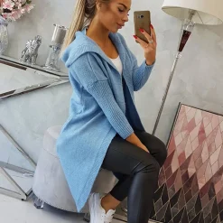 JEANS Neuleet></noscript>Kesi Basic neuletakki hupulla sky blue