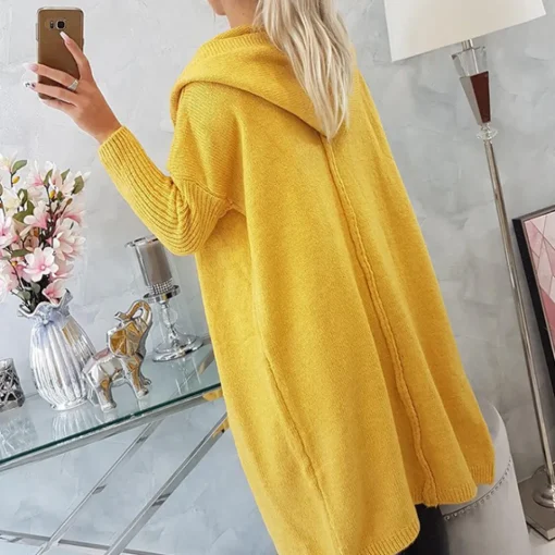 JEANS Neuleet>Kesi Basic neuletakki hupulla mustard
