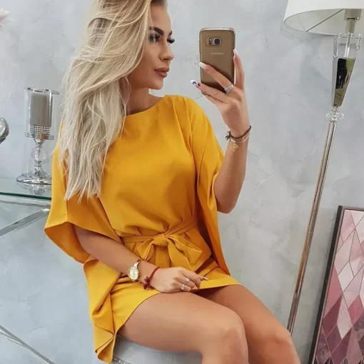 JEANS Minimekot>Kesi Batwing minimekko mustard