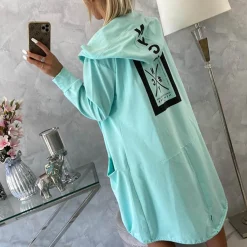 JEANS Takit | Plus!></noscript>Kesi Believe trikootakki hupulla aqua