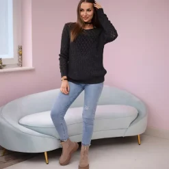 JEANS Neuleet>Kesi Decorative neulepaita grafiitti