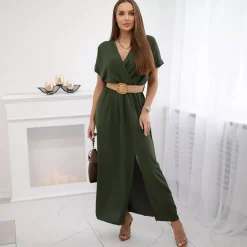JEANS Maksimekot>Kesi Deena mekko vyöllä khaki