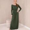 JEANS Maksimekot>Kesi Haley ekstrapitkä trikoomekko khaki