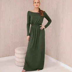 JEANS Maksimekot>Kesi Haley ekstrapitkä trikoomekko khaki