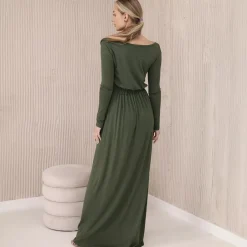 JEANS Maksimekot>Kesi Haley ekstrapitkä trikoomekko khaki