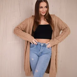 JEANS Neuleet>Kesi Hood neuletakki kameli