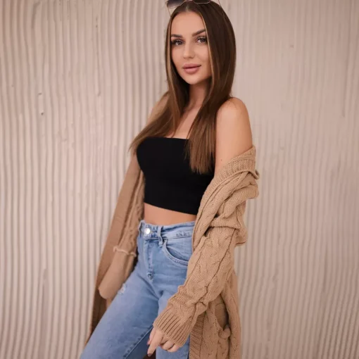 JEANS Neuleet>Kesi Hood neuletakki kameli