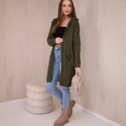 JEANS Neuleet>Kesi Hood neuletakki khaki