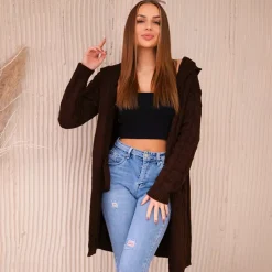 JEANS Neuleet>Kesi Hood neuletakki tummanruskea