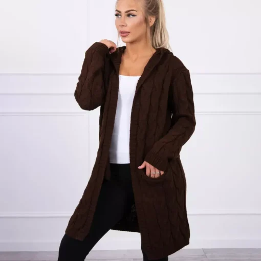 JEANS Neuleet>Kesi Hood neuletakki tummanruskea