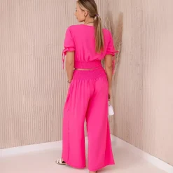 JEANS Lyhythihaiset Paidat Ja Topit | Housut></noscript>Kesi Janina paita ja housut - setti pinkki