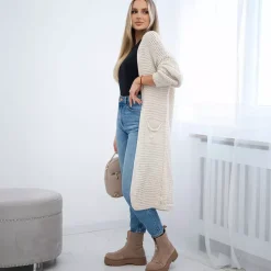 JEANS Neuleet>Kesi Laura neuletakki taskuilla vaalea beige