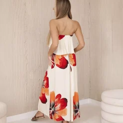 JEANS Maksimekot></noscript>Kesi Mae viskoosinen bandeaumekko cream