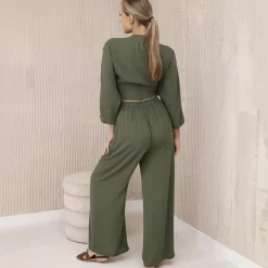 JEANS Pitkähihaiset Paidat | Housut></noscript>Kesi Minnie paita ja housut - setti khaki