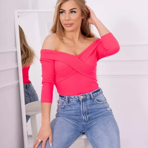 JEANS Pitkähihaiset Paidat>Kesi off shoulder ribbipaita neonpinkki