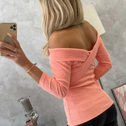 JEANS Pitkähihaiset Paidat>Kesi off shoulder ribbipaita lohenpunainen