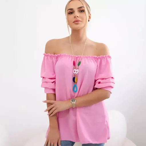 JEANS Lyhythihaiset Paidat Ja Topit>Kesi Raquell paita korulla baby pink