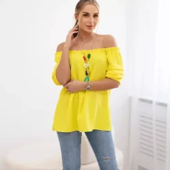 JEANS Lyhythihaiset Paidat Ja Topit>Kesi Raquell paita korulla keltainen