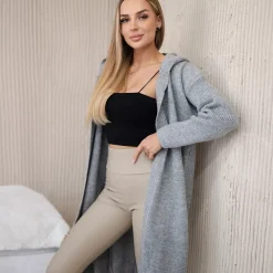 JEANS Neuleet>Kesi Sera neuletakki hupulla vaaleanharmaa