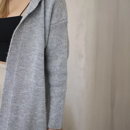 JEANS Neuleet>Kesi Sera neuletakki hupulla vaaleanharmaa