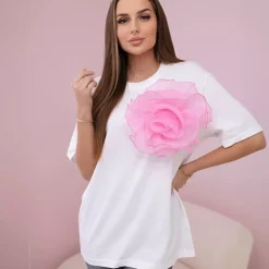 JEANS Lyhythihaiset Paidat Ja Topit>Kesi Sibyl t-paita tylliruusulla valkoinen