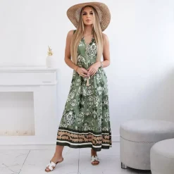 JEANS Maksimekot>Kesi Sienna viskoosinen mekko khaki