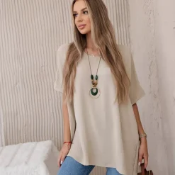 JEANS Lyhythihaiset Paidat Ja Topit>Kesi Solly oversize paita korulla beige