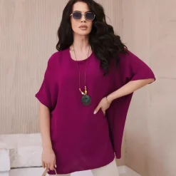 JEANS Lyhythihaiset Paidat Ja Topit>Kesi Solly oversize paita korulla luumu