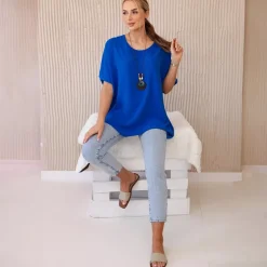 JEANS Lyhythihaiset Paidat Ja Topit>Kesi Solly oversize paita korulla sininen