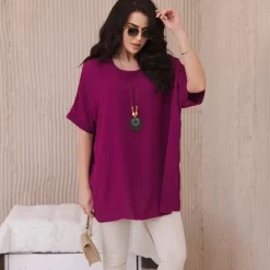 JEANS Lyhythihaiset Paidat Ja Topit>Kesi Solly oversize paita korulla luumu