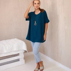JEANS Lyhythihaiset Paidat Ja Topit>Kesi Solly oversize paita korulla mariini