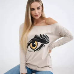 JEANS Pitkähihaiset Paidat>Kesi Suvie puuvillatrikoopaita beige