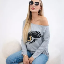 JEANS Pitkähihaiset Paidat>Kesi Suvie puuvillatrikoopaita v.harmaa