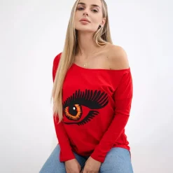 JEANS Pitkähihaiset Paidat>Kesi Suvie puuvillatrikoopaita punainen