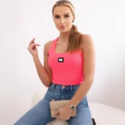 JEANS Lyhythihaiset Paidat Ja Topit></noscript>Kesi Teller ribbitoppi neonpinkki