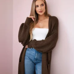 JEANS Neuleet>Kesi Xena neuletakki taskuilla tummanruskea