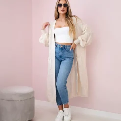 JEANS Neuleet>Kesi Xena neuletakki taskuilla vaalea beige