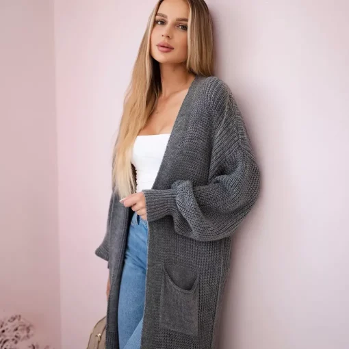 JEANS Neuleet>Kesi Xena neuletakki taskuilla t.harmaa