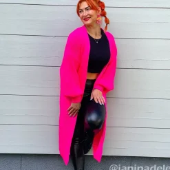 JEANS Neuleet>Kesi Xena neuletakki taskuilla neonpinkki