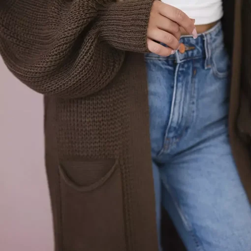 JEANS Neuleet>Kesi Xena neuletakki taskuilla tummanruskea