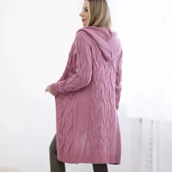 Kesi Neuleet>Zaina hupullinen neuletakki vanha roosa