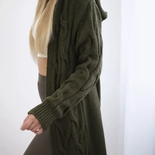 Kesi Neuleet>Zaina hupullinen neuletakki khaki