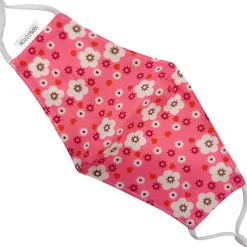 JEANS Kasvosuojat>Lasten säädettävä kasvosuoja kukat/pinkki