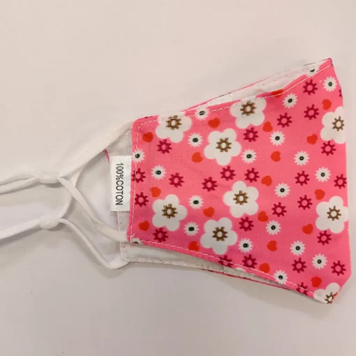 JEANS Kasvosuojat>Lasten säädettävä kasvosuoja kukat/pinkki