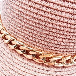 JEANS Kesähatut>Lierihattu kullanvärisellä ketjulla vanha roosa