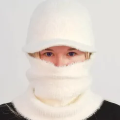 JEANS Talvipäähineet>Lipallinen balaclava pipo valkoinen